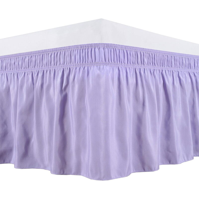 foto del prodotto gonne da letto avvolgenti con cinture regolabili per letti matrimoniali da 12 pollici, volant elastici color lavanda, facili da indossare, resistenti
