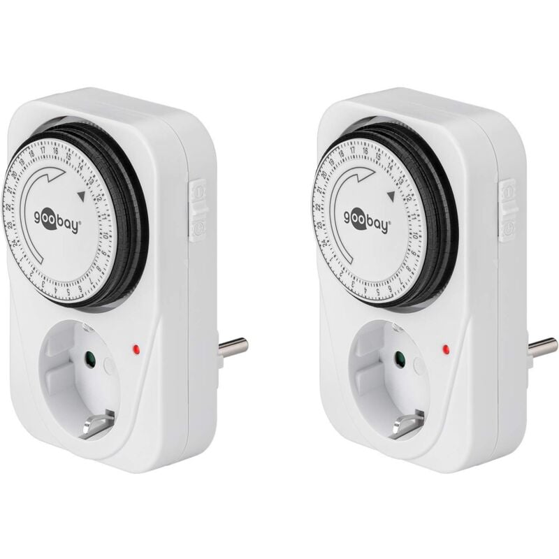 foto del prodotto goobay 55538 interruttore orario analogico per interni interruttore orario per prese ciclo di 15 minuti regolabile controllo led set di 2