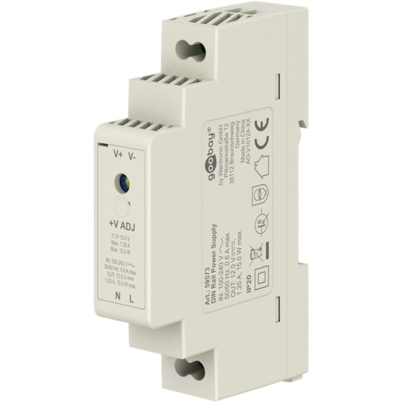 foto del prodotto goobay 59573 alimentatore di rete a binario 12 v, trasformatore ideale per il funzionamento di sistemi di sorveglianza e accesso trasformatore