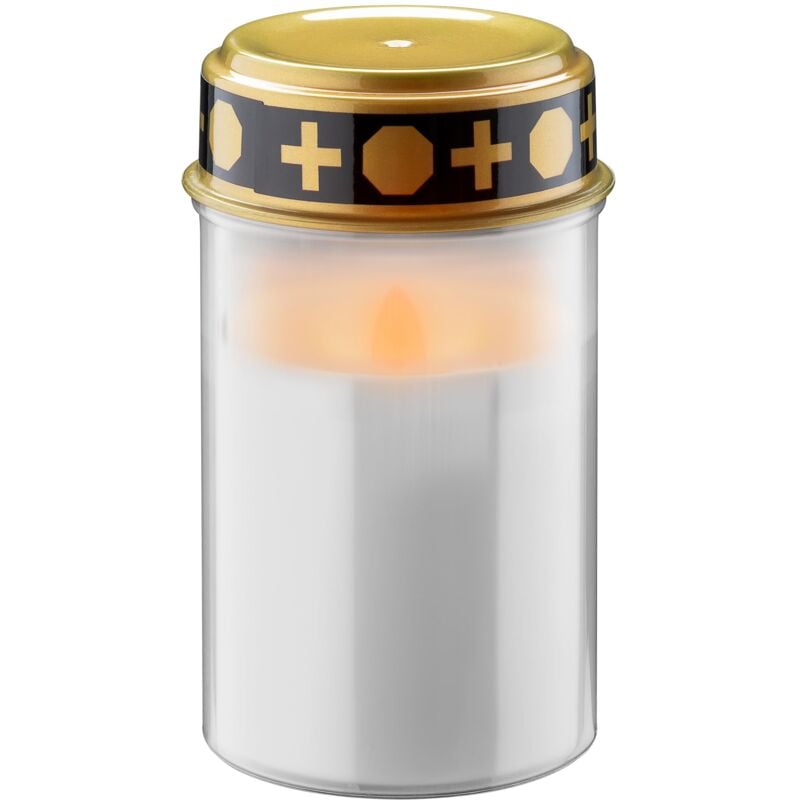 foto del prodotto goobay 64604 lume funerale a led con batteria candele a led, per esterni, cimitero, luce eterna, lampada tombale, bianco, funzionamento a batteria