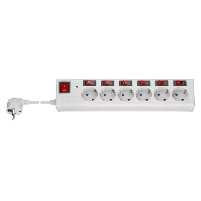 foto del prodotto goobay 72568 presa multipla 6x ciabatta con interruttore separato per ogni presa interruttore principale protezione da sovratensione adatta