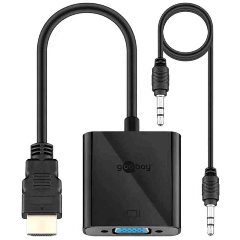 foto del prodotto goobay adattatore hdmi m vga f con cavo aux da 3.5mm nero