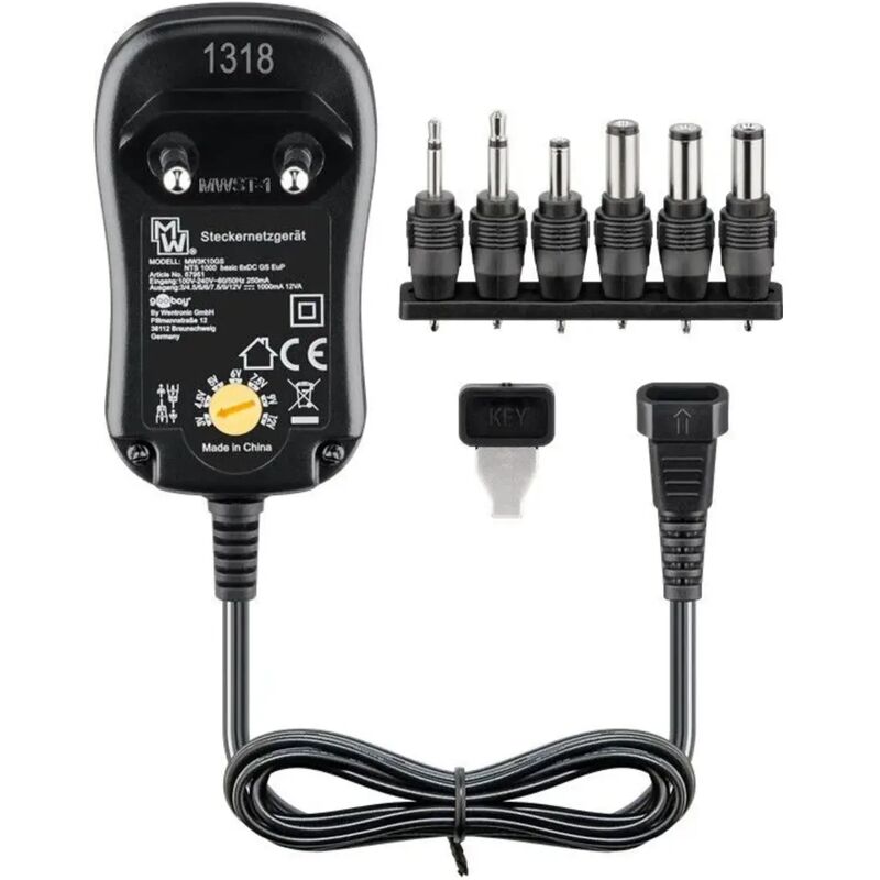 foto del prodotto goobay alimentatore universale 3 12 volt regolabile stabilizzato 1000ma 1a