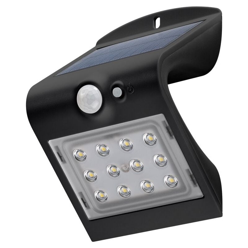 foto del prodotto goobay applique da parete solare a led con sensore di movimento, 1,5 w, nero, soluzione di illuminazione bianca neutra per ingressi di case,