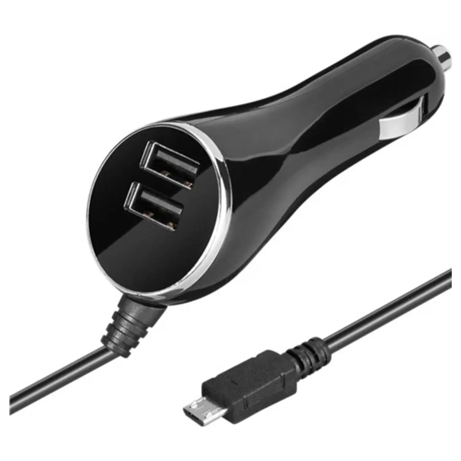 foto del prodotto goobay caricabatteria auto micro usb due porte usb incorporate allungabile