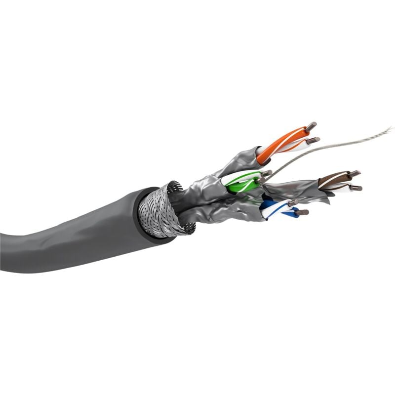 foto del prodotto goobay cat 6 cavo di rete matassa, s ftp pimf , grigio, miscela di rame cca per applicazioni soho, awg 23 1 solid , pvc. lunghezza del cavo 100 m