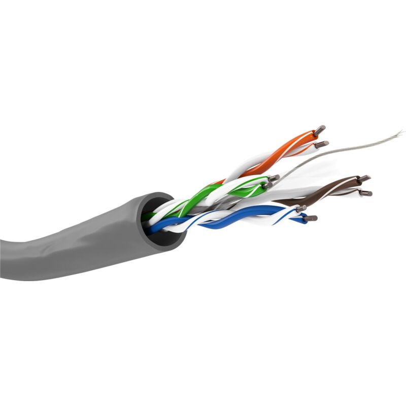 foto del prodotto goobay cat 6 cavo di rete matassa, u utp, grigio, conduttore di alluminio placcato di rame cca , awg 23 1 solid solido , guaina del cavo in