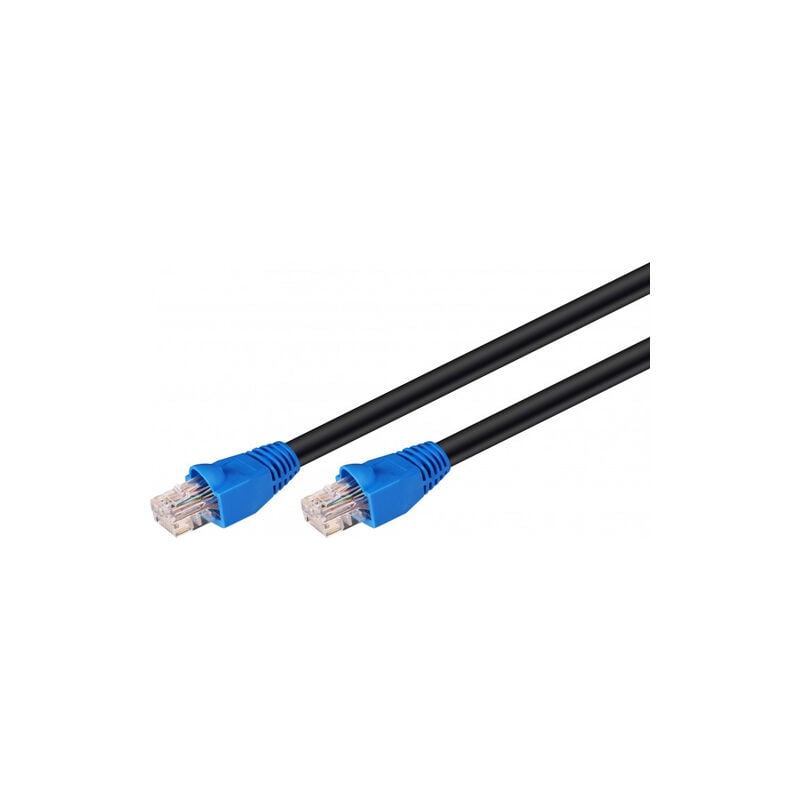 foto del prodotto goobay cat 6 cavo patch per uso esterno, u utp, nero, conduttore di alluminio placcato di rame cca , doppia guaina esterna pe . lunghezza del