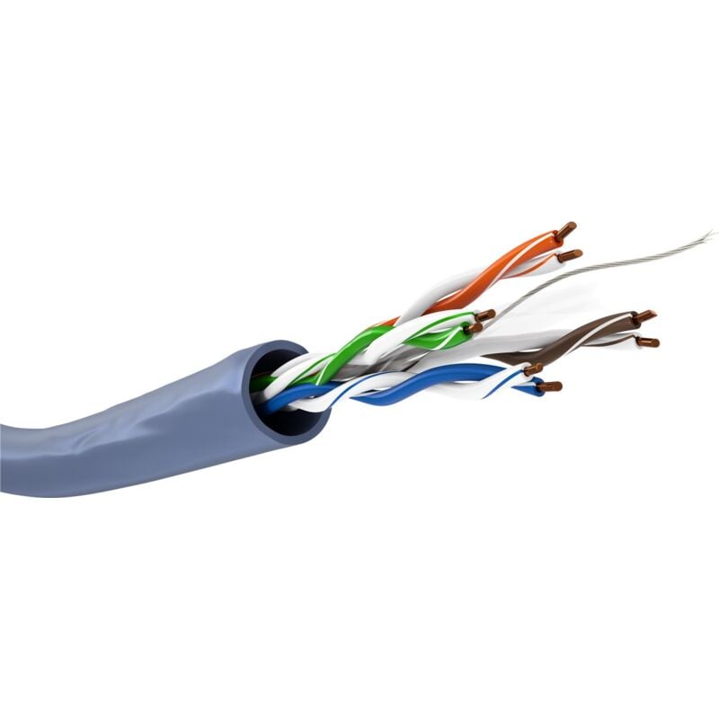 foto del prodotto goobay cat 6a cavo di rete matassa, u utp, blu, conduttore di rame cu , awg 23 1 solid , guaina di cavo senza alogeni lszh . lunghezza del cavo
