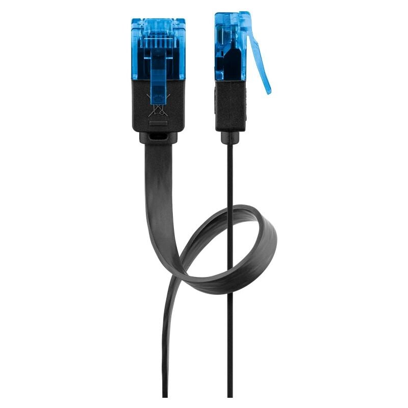 foto del prodotto goobay - cat 6a cavo patch piatto, u utp, nero, conduttore di rame cu . lunghezza del cavo 5 m