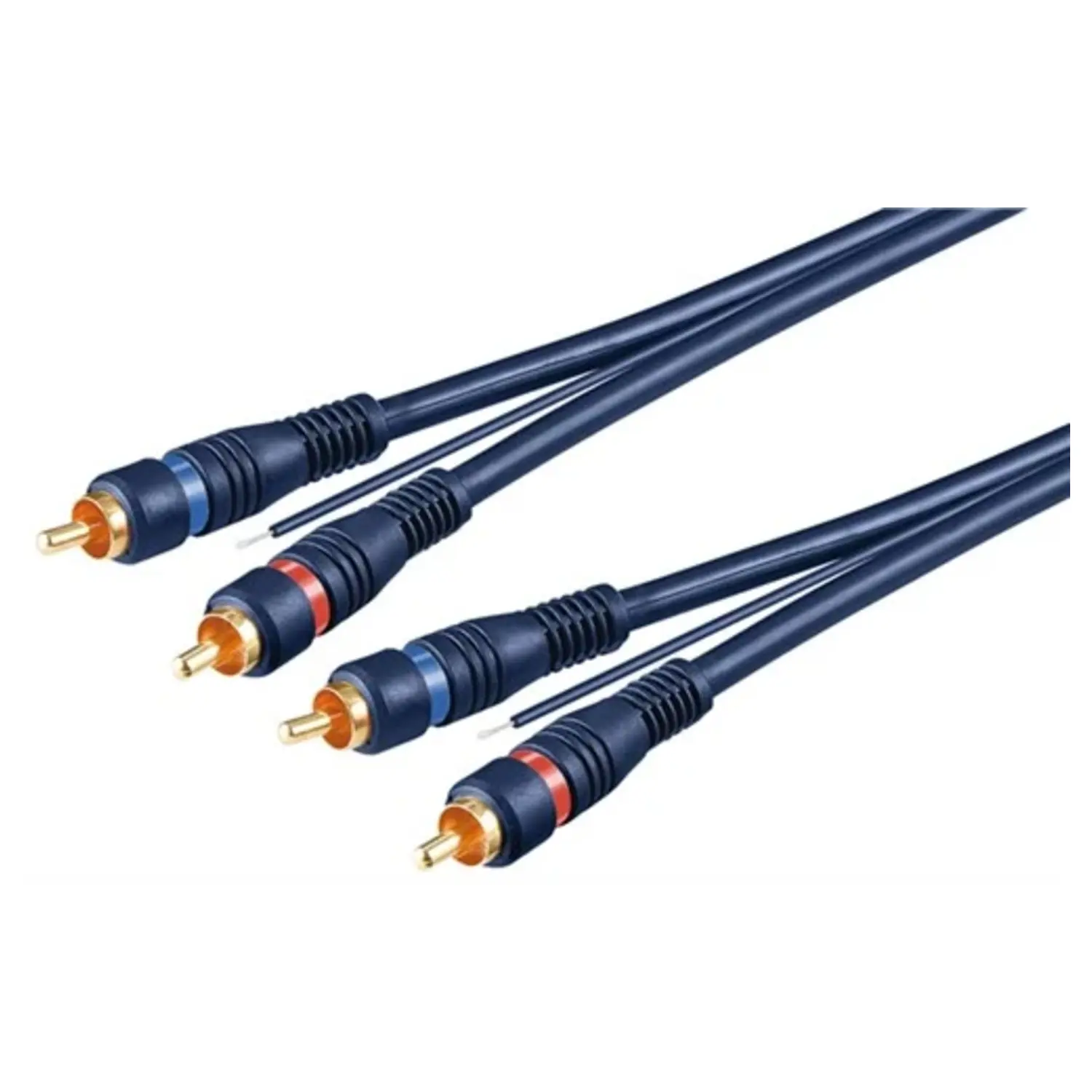foto del prodotto goobay cavetto auto hi-fi stereo professionale 2 rca dorato remoto schermato blu 5 mt