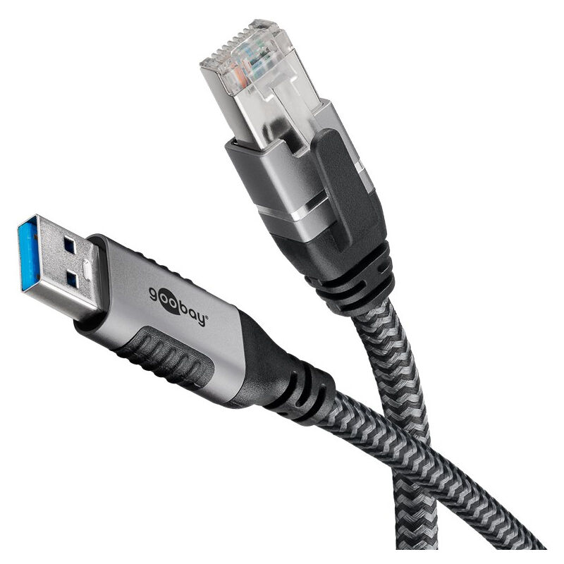foto del prodotto goobay cavo ethernet da usb a 3.0 a rj45, 2 m, collega router, modem o switch di rete alla porta usb a di un laptop, tablet o smartphone. lunghezza