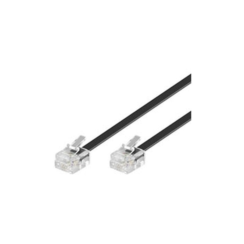 foto del prodotto goobay cavo telefonico modulare, nero, conduttore di alluminio placcato di rame cca , spina rj11 6p4c spina rj11 6p4c . lunghezza del cavo 6 m