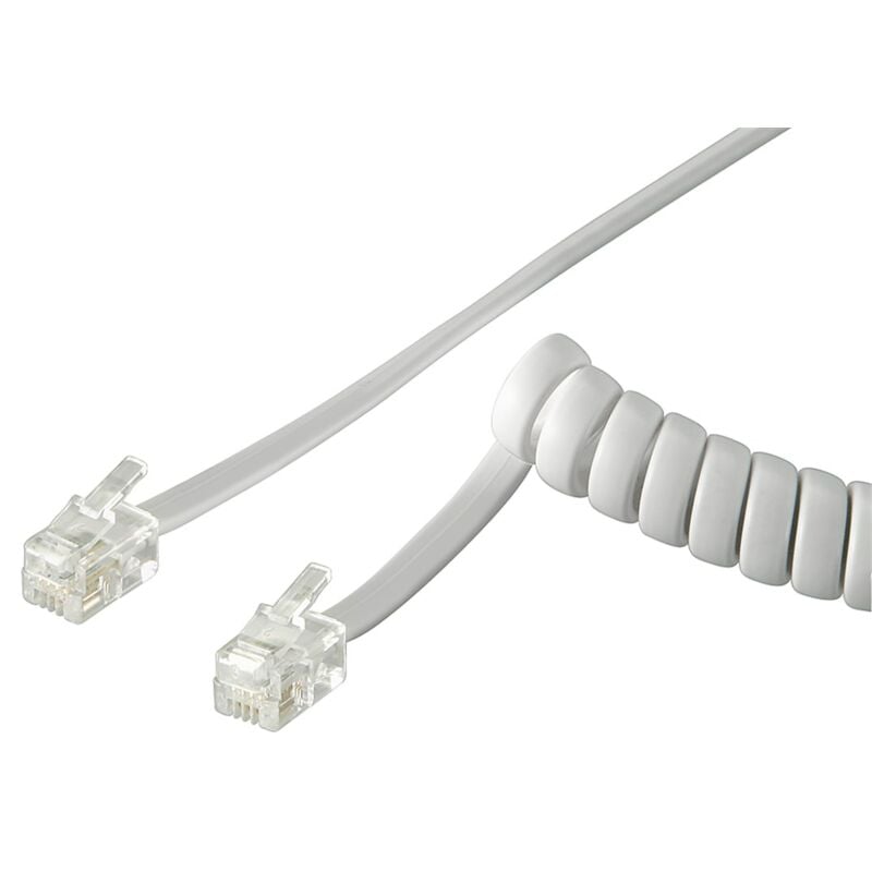 foto del prodotto goobay cavo telefonico spirale, conduttore di alluminio placcato di rame cca , spina rj10 4p4c spina rj10 4p4c . lunghezza del cavo 2 m