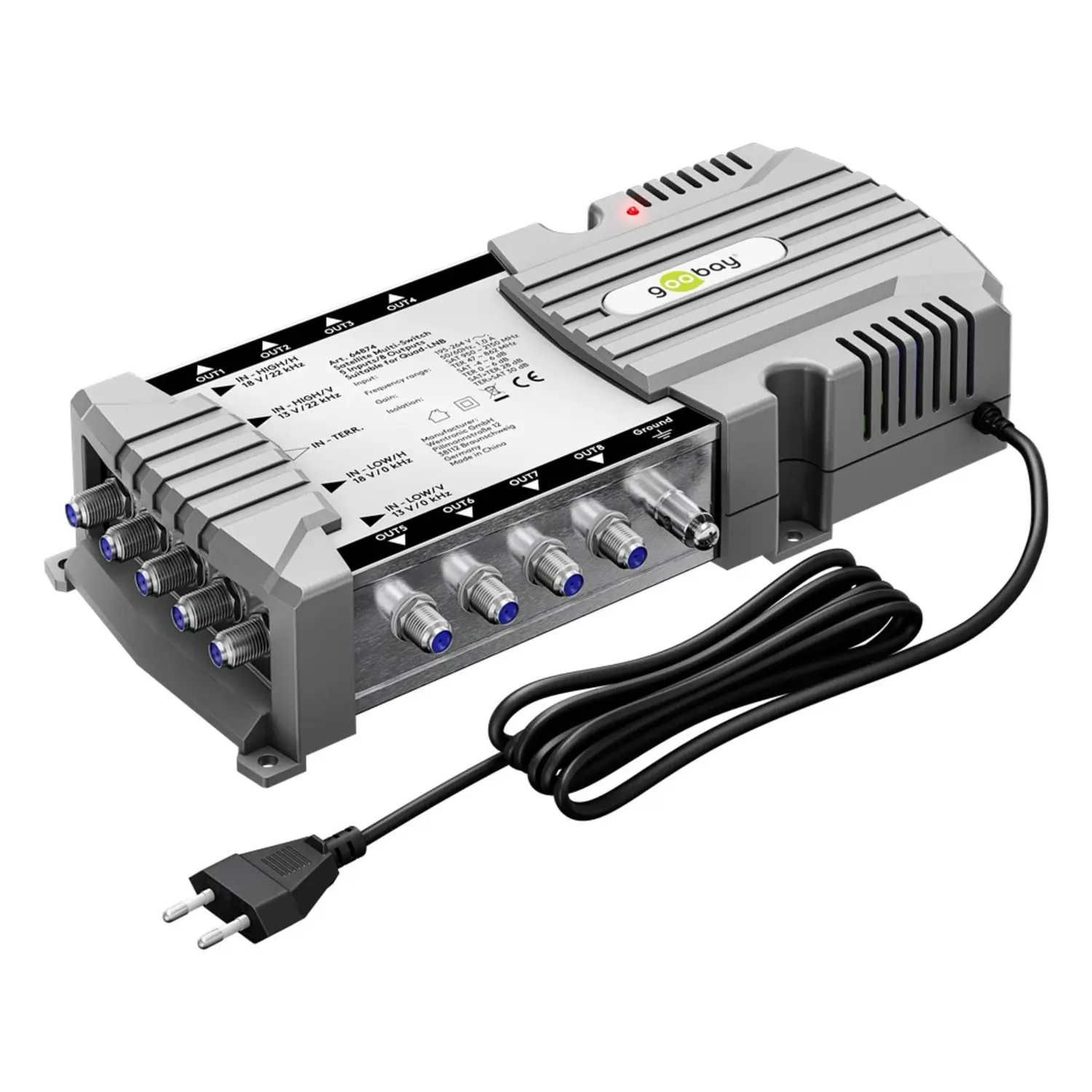 foto del prodotto goobay centralina multiswitch lnb satellitare 5 ingressi 8 uscite