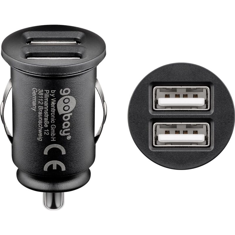 foto del prodotto goobay doppio caricatore da auto usb 15,5 w , 15,5 w max. 3,1 a 12 24 v 2x usb.