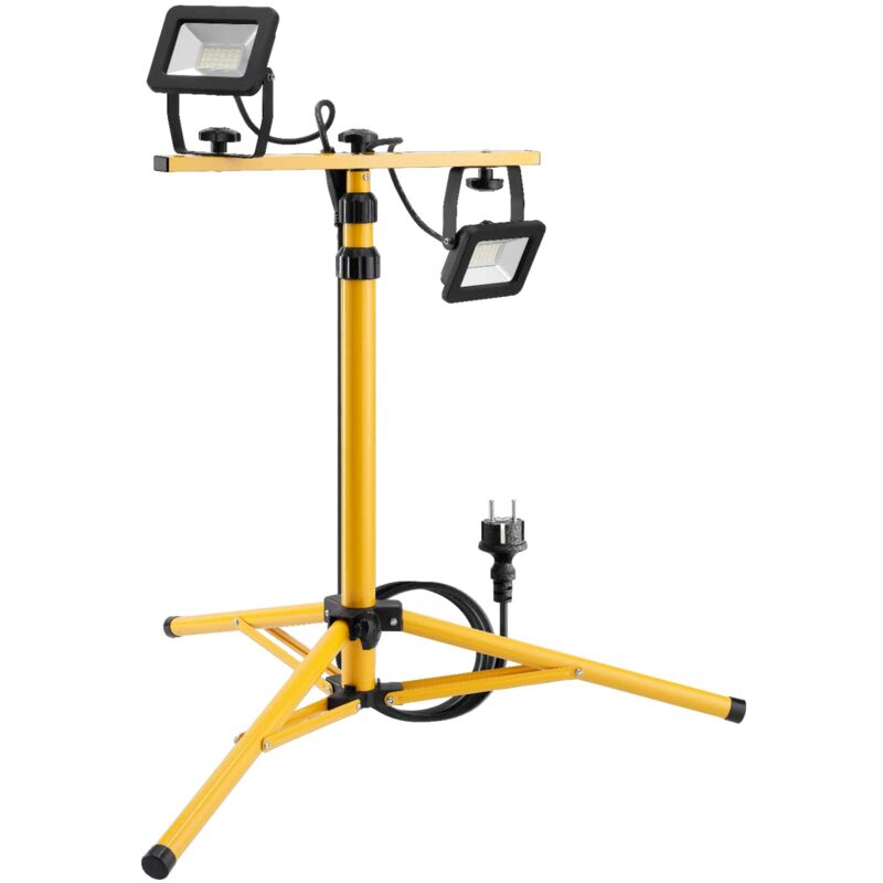 foto del prodotto goobay faretto da costruzione a led su stativo telescopico 2 x 20w 3400lm luce bianca neutra 4000k per uso interno ed esterno ip65 40 w,