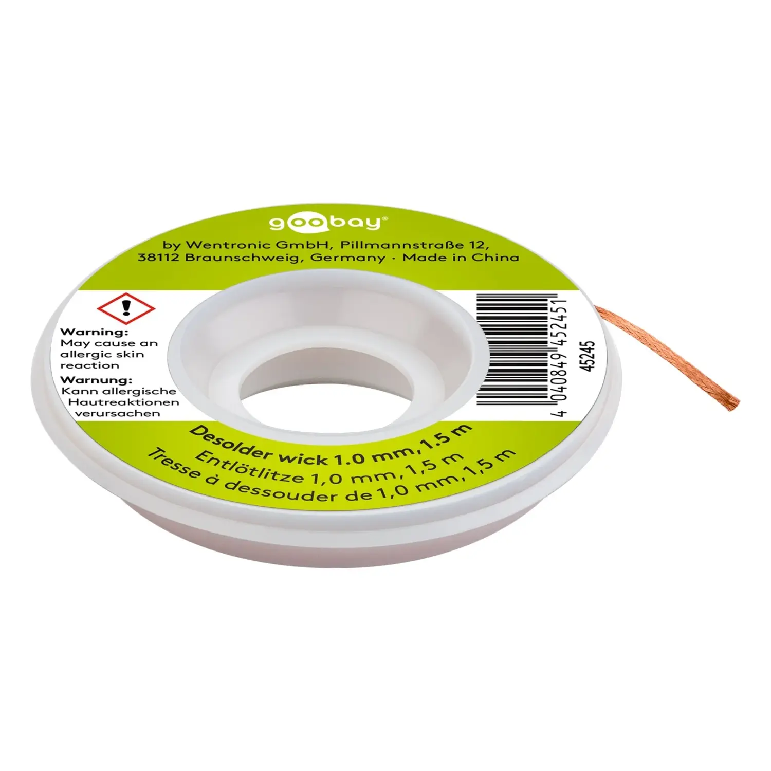 foto del prodotto goobay filo treccia dissaldante 1 mm per rimuovere la saldatura dai giunti 1.5 m