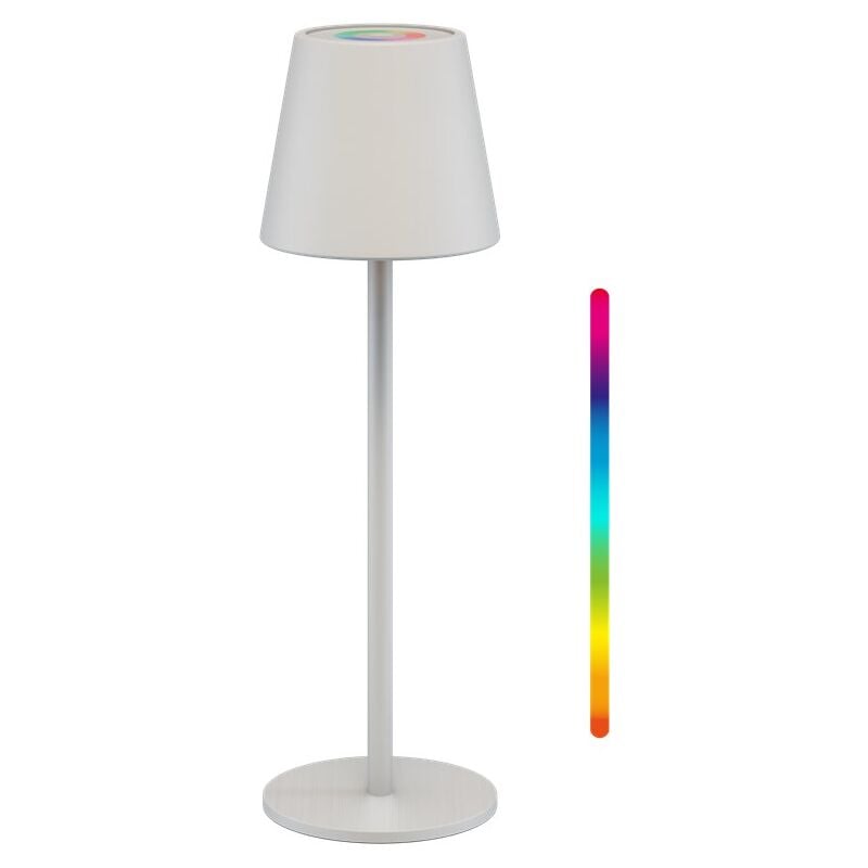 foto del prodotto goobay lampada da tavolo led rgb senza fili, bianco, con comando a sfioramento, 150 lm, numerosi colori di luce rgb e bianco caldo 3000 k ,