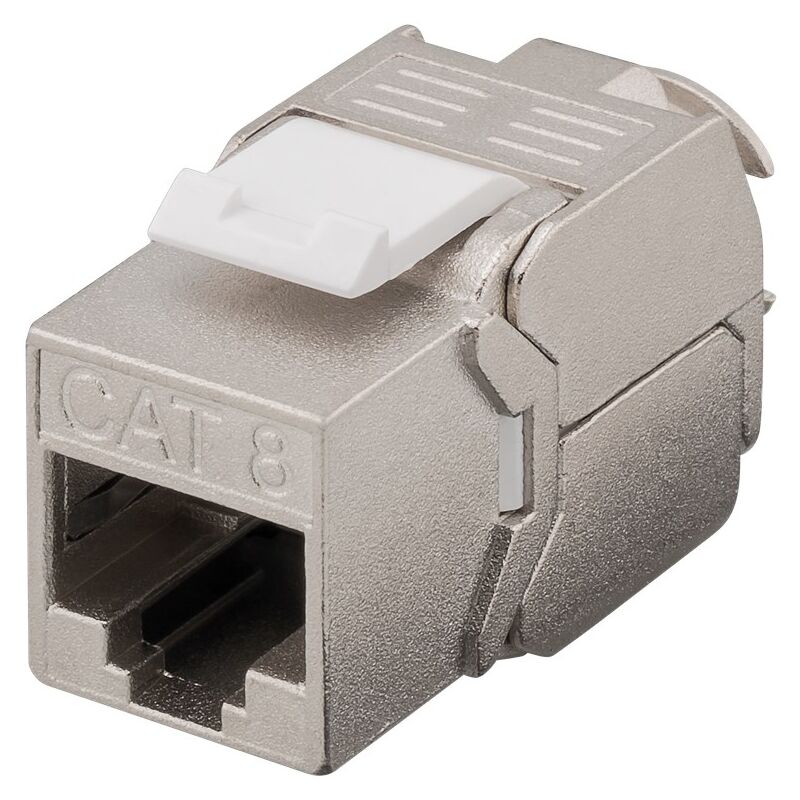 foto del prodotto goobay modulo keystone rj45 cat 8.1, stp, certificato ghmt, 15,8 mm di larghezza, 180 tipo di coccodrillo, idc connettori montaggio senza