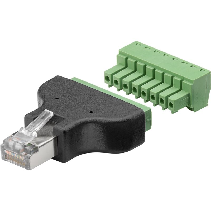 foto del prodotto goobay morsettiera a 8 pin spina rj45 8p8c , fissaggio a vite staccabile, 2 pezzi.