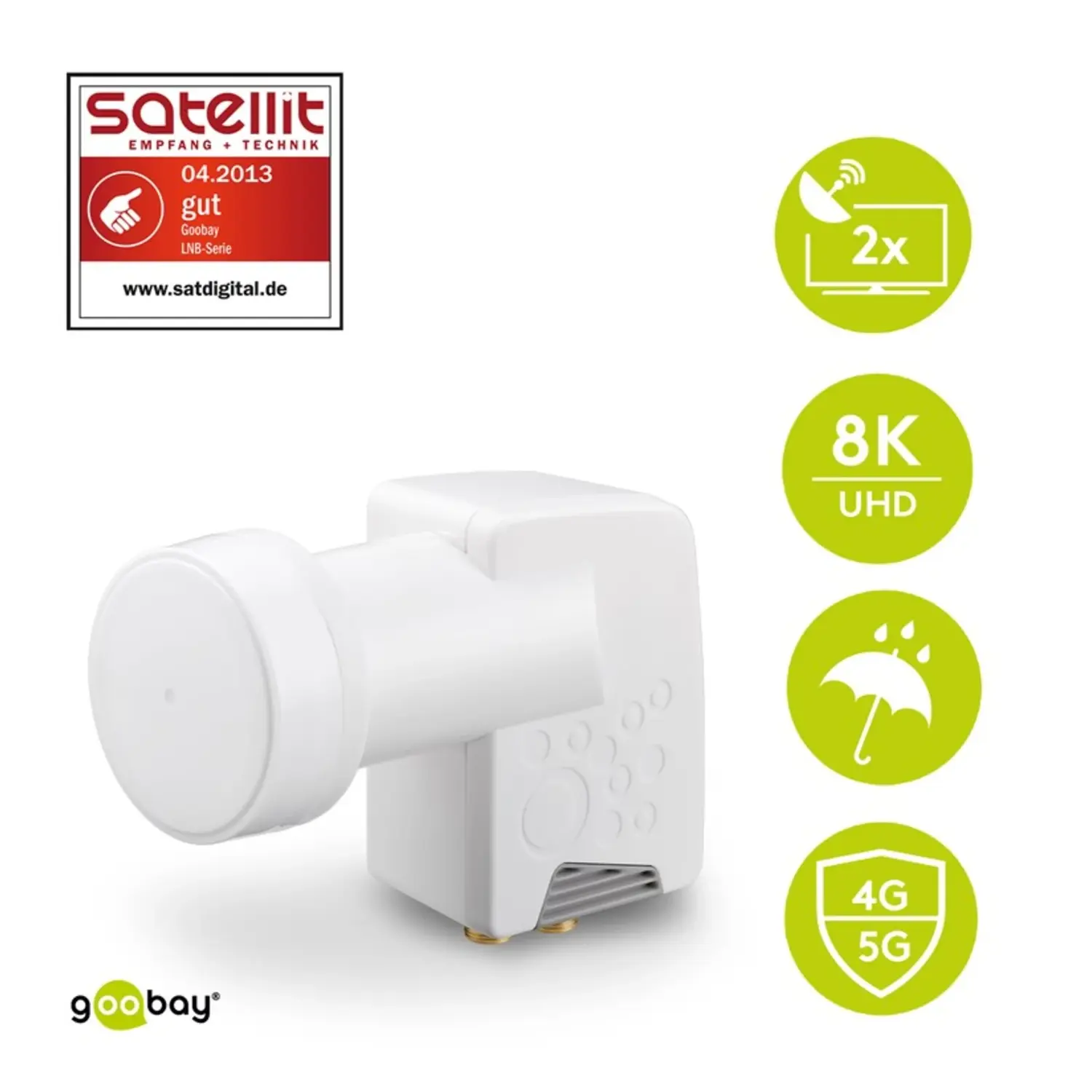 foto del prodotto goobay occhio lnb parabola satellitare indipendente hdtv 4k 8k uhd 3d 2 uscite