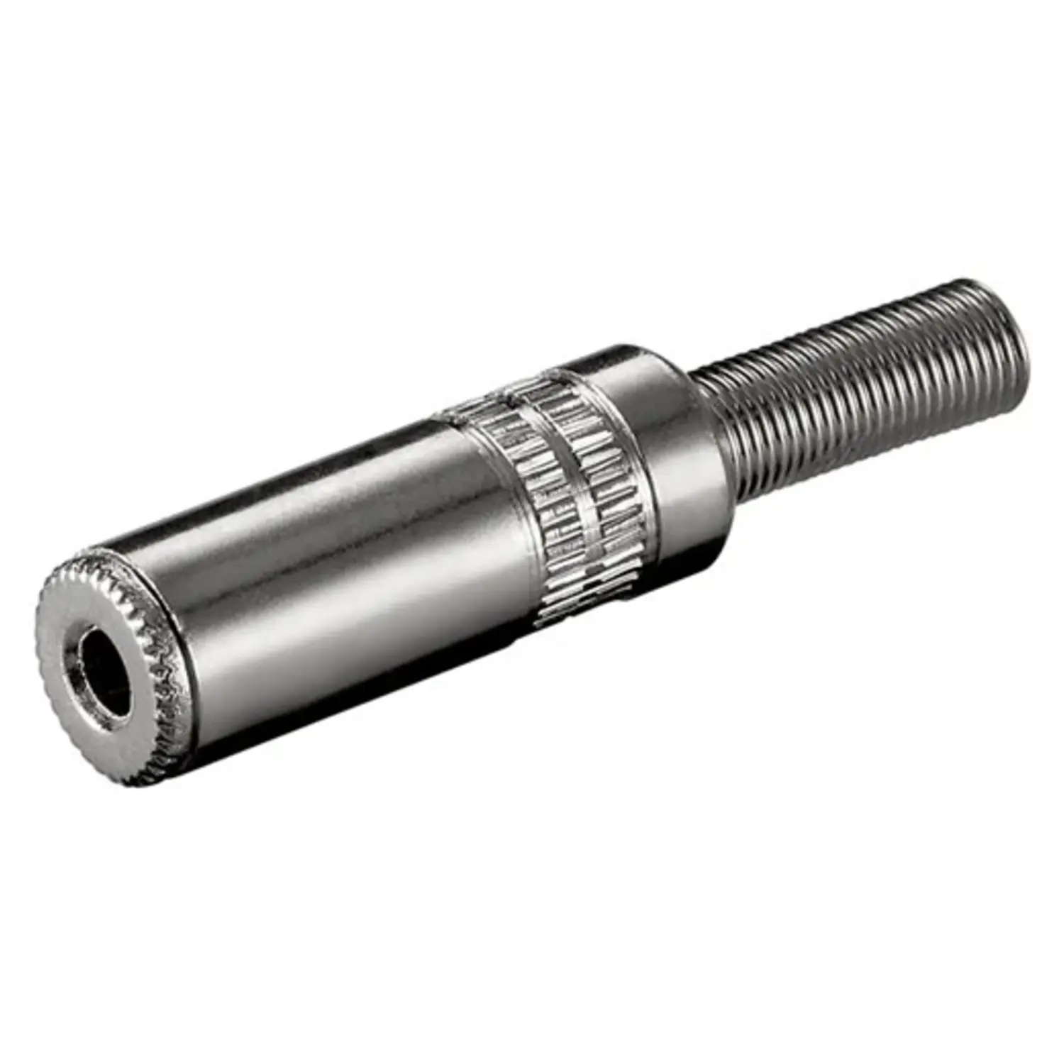 foto del prodotto goobay presa jack 3.5 mm stereo volante con guida cavo in metallo aux