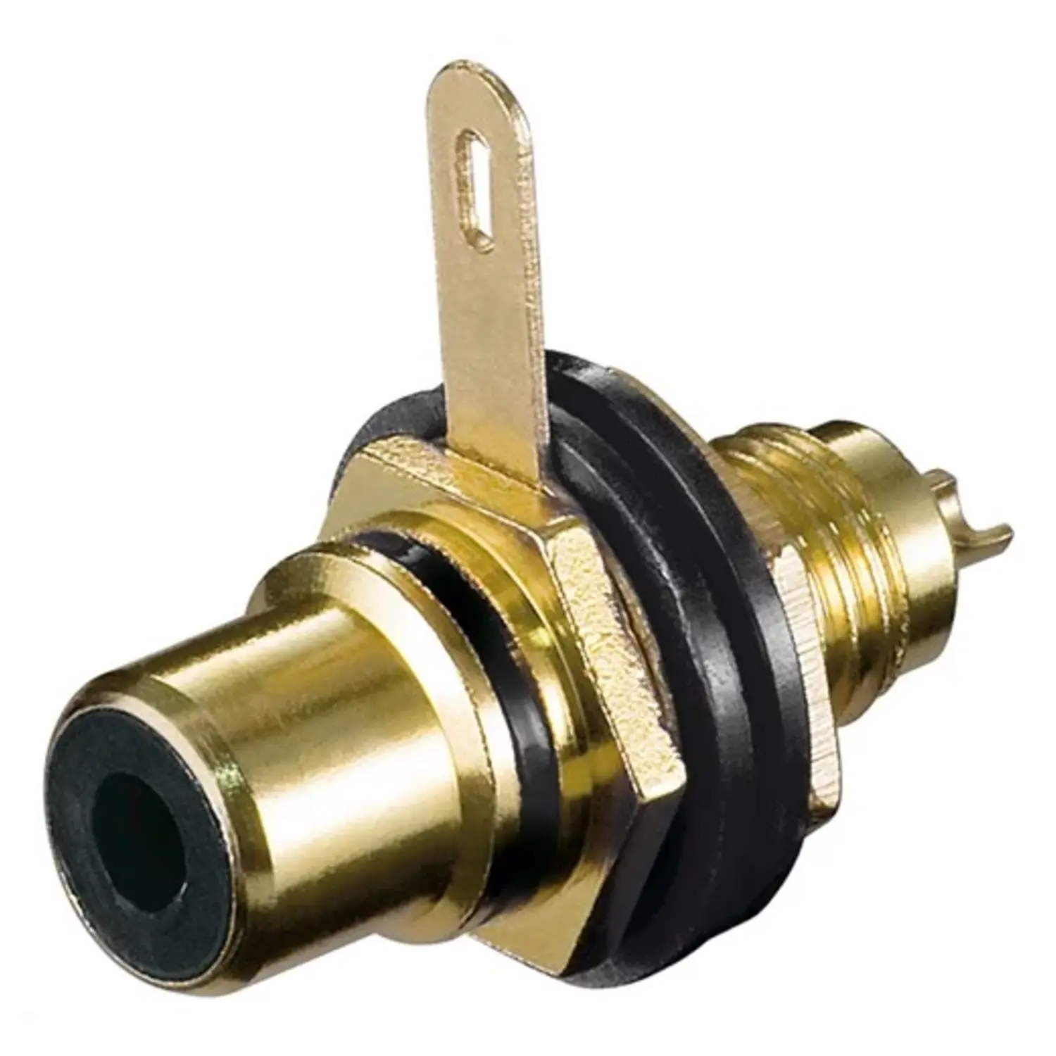 foto del prodotto goobay presa rca da pannello placcata oro metallo con rondella isolante nero