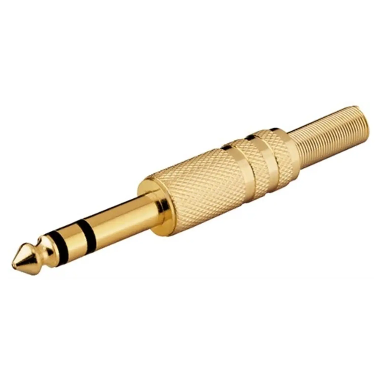 foto del prodotto goobay spina jack 6.35 mm stereo dorata con guida cavo in metallo