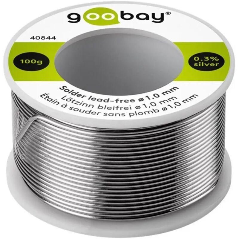 foto del prodotto goobay stagno per saldatura senza piombo 1 mm 100 gr con flussante professionale