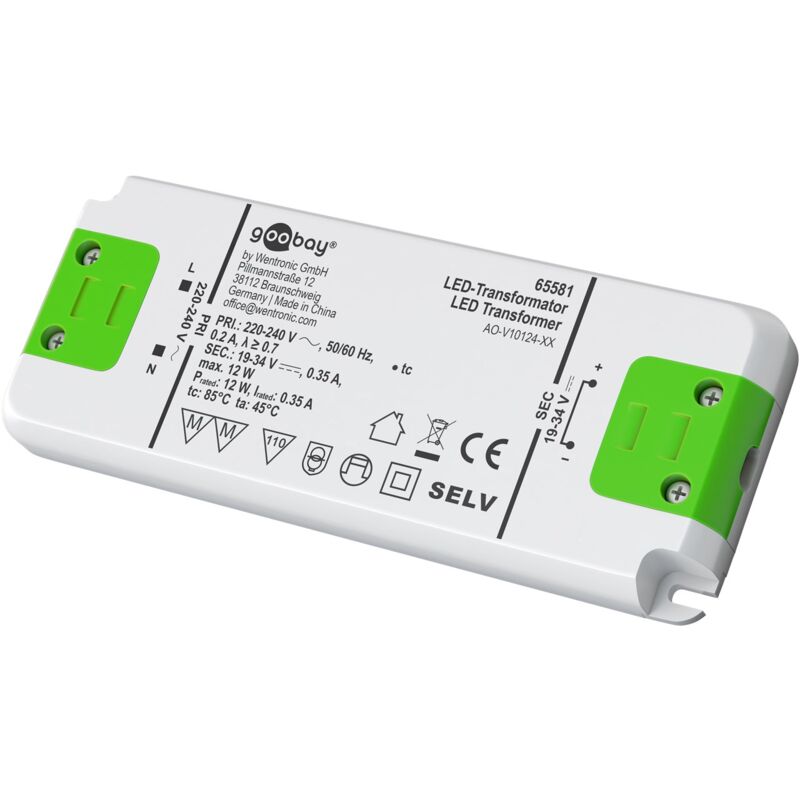 foto del prodotto goobay trasformatore corrente costante led 350 ma, 12 w, super piatto, per led con 350 ma di corrente costante fino a 12 w di carico totale