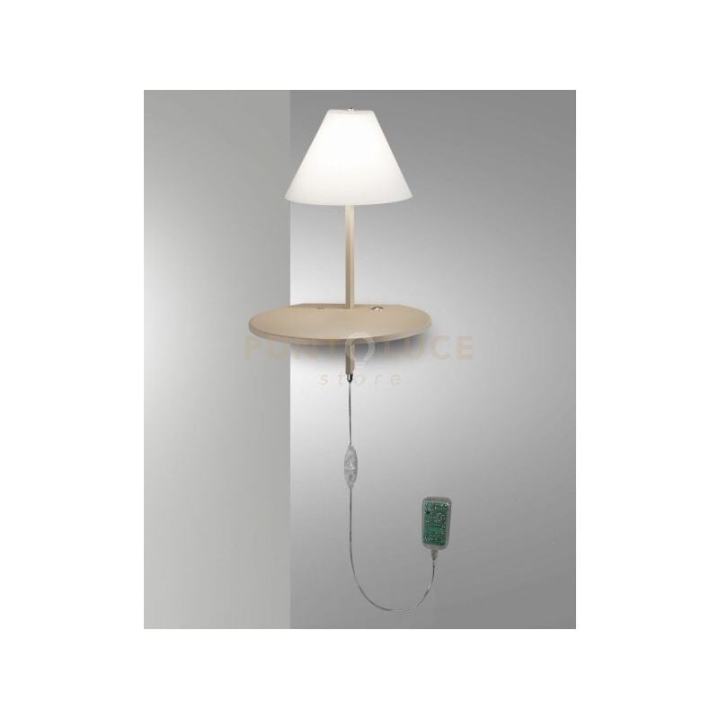 foto del prodotto goodnight applique comodino tortora a led 3000k 8w 720 lm in metallo e vetro soffiato dimmerabile