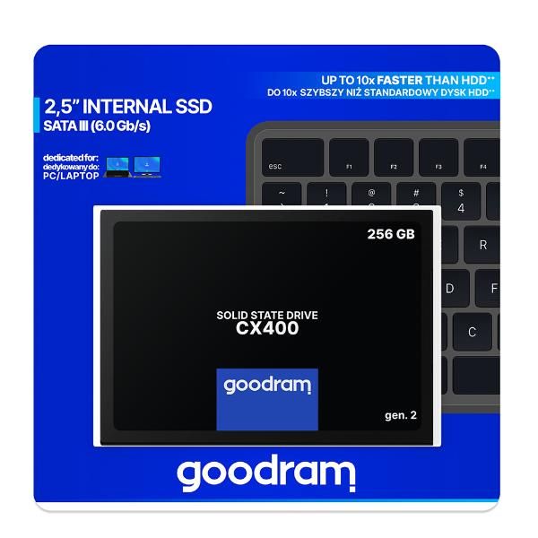 foto del prodotto goodram cx400 gen.2 256 gb 2.5 serial ata iii 3d tlc nand - ssdpr-cx400-256