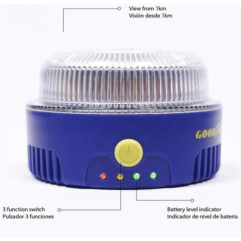 foto del prodotto goodyear emergency light v16 per auto e motociclette di sicurezza. led, approvato dal dgt. faro luminoso. base imagada