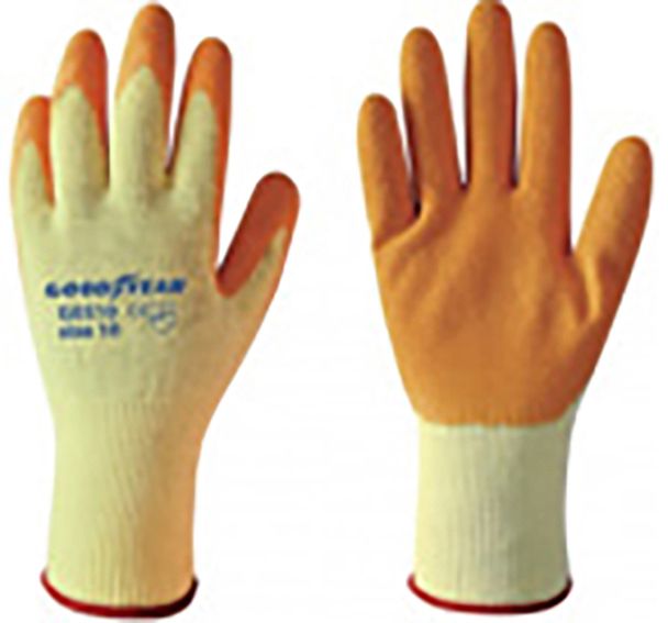 foto del prodotto goodyear guanti in cotone e lattice taglia 10 colore bianco/arancione, guanti da lavoro