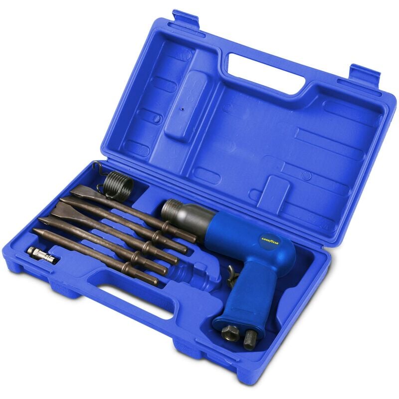 foto del prodotto goodyear kit martello scalpellatore con 5 scalpelli pneumatico ad aria gy09atk