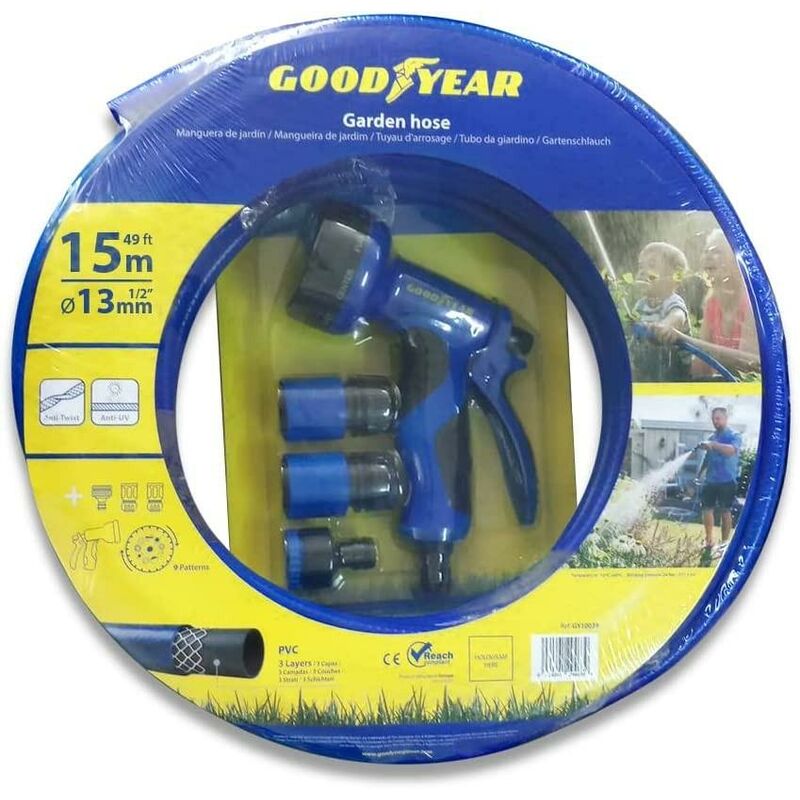 foto del prodotto goodyear tubo acqua irrigazione innaffiare acqua raccordi 1 2 15mt gy10038
