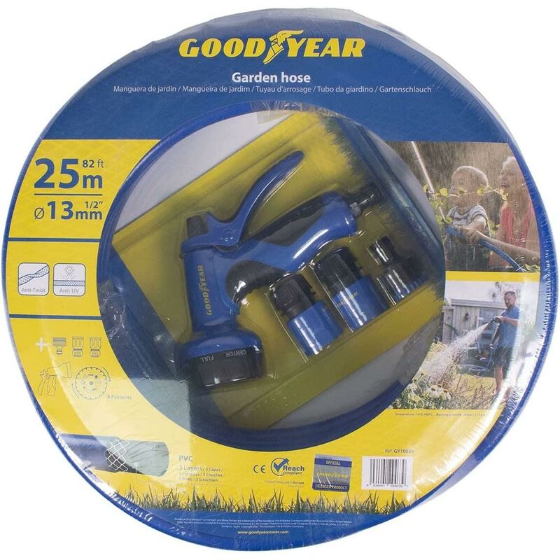 foto del prodotto goodyear tubo acqua irrigazione innaffiare acqua raccordi 1 2 25mt gy10039