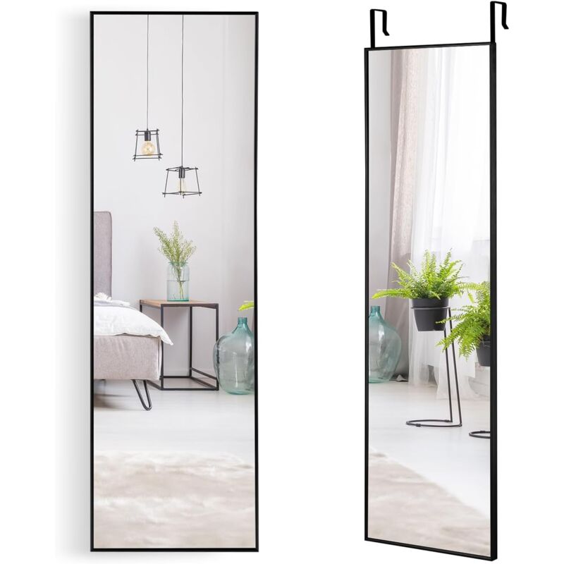 foto del prodotto goplus 2 in 1 specchio da parete, specchio appendere alla porta con cornice in lega di alluminio e vetro antideflagrante, per camera da letto,