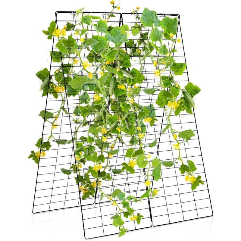 foto del prodotto goplus 2 supporti per piante, rete da giardino per piante rampicanti, verdure e fiori, graticcio stabile per piante a forma di a con set completo