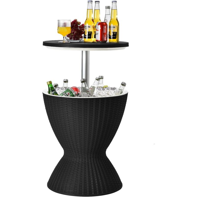 foto del prodotto goplus 30 l portaghiaccio in rattan, tavolino bar per festa estiva, organizzatore di cool birra bevande, centro regolabile da 57,5 82 cm, ideale