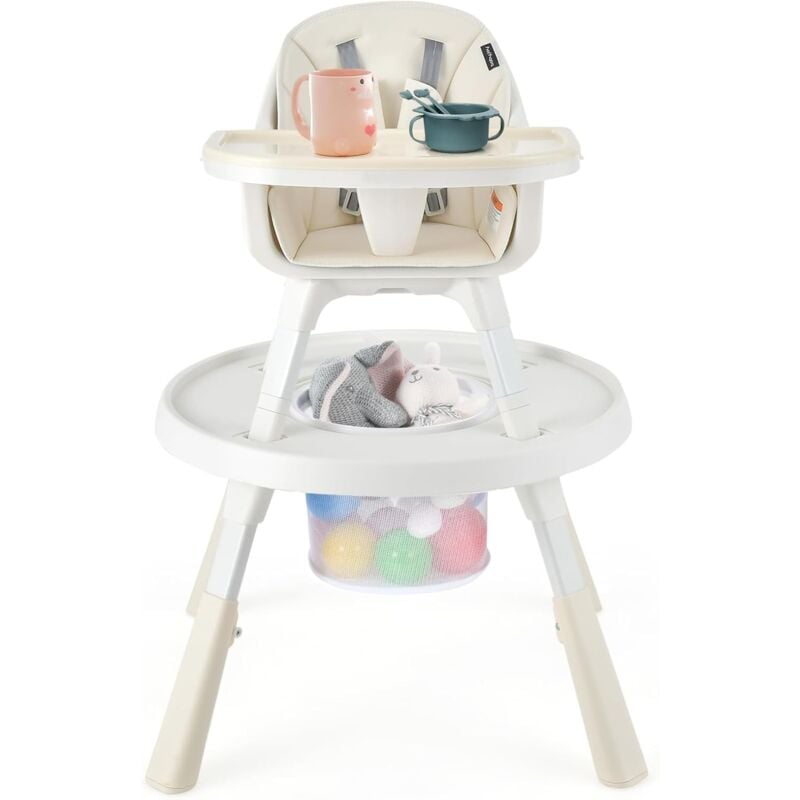 foto del prodotto goplus 5 in 1 sedia per bambini, seggiolone distaccabile di design multifunzionale sicuro con sedile in altezza regolabile per bambini meno di 6