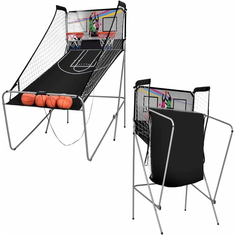 foto del prodotto goplus 8 in 1 macchina da pallacanestro elettronico,gioco arcade di basket pieghevole con contatore elettronico e 4 palle, canestro da basket gioco