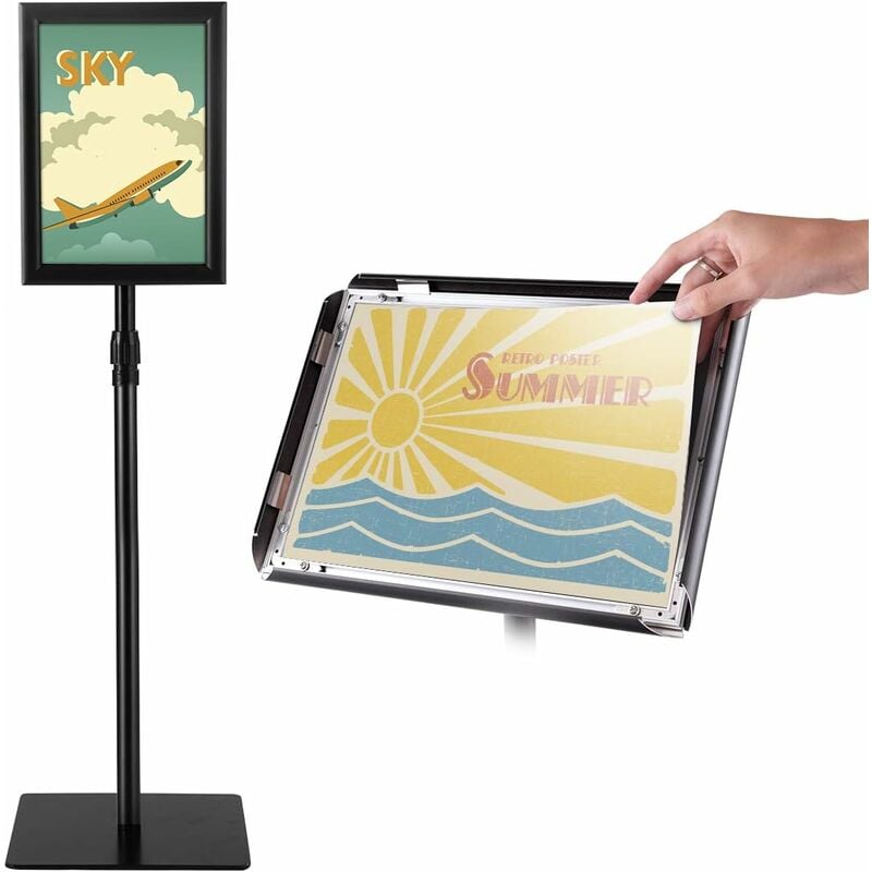 foto del prodotto goplus a3 a4 espositore men supporto per pubblicit , espositore da pavimento regolabile angolo retto nero, a4 