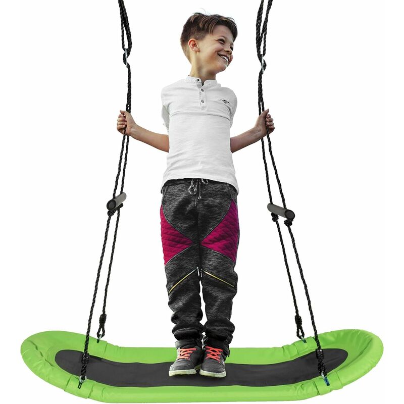 foto del prodotto goplus altalena da giardino per adulti e bambini, altalena da albero con altezza regolabile, altalena ovale resistente e divertente, con