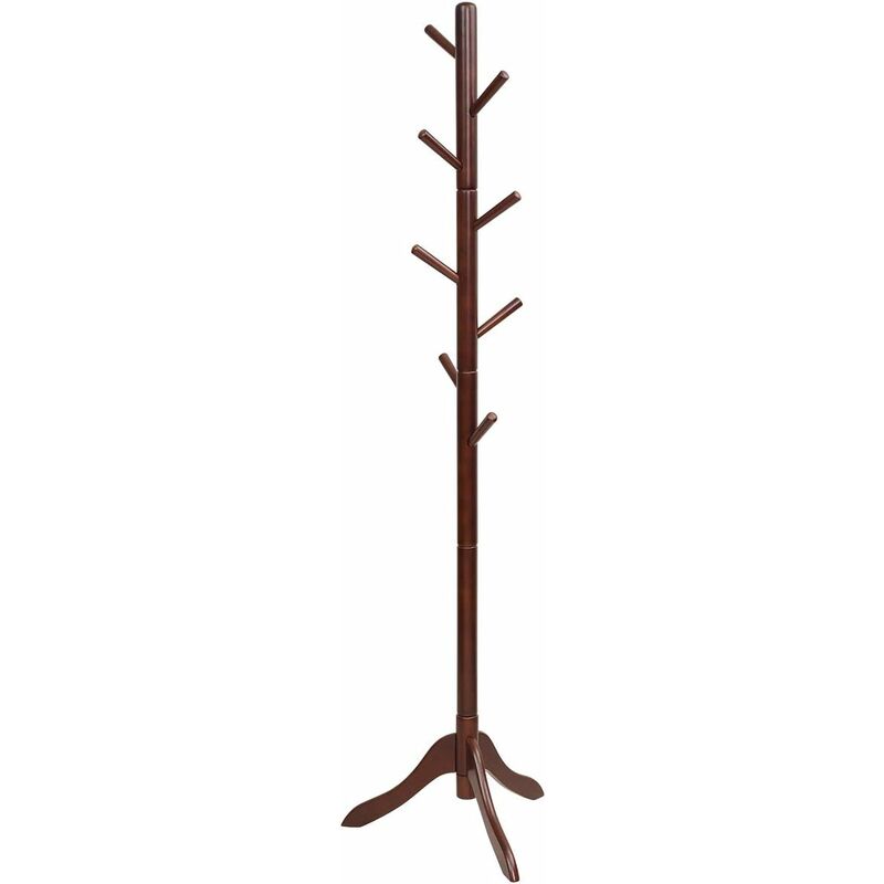 foto del prodotto goplus appendiabiti in legno, appendiabiti con 8 ganci, adatto per ingresso, corridoio, camera da letto, guardaroba, regolabili in altezza, 50 x 50