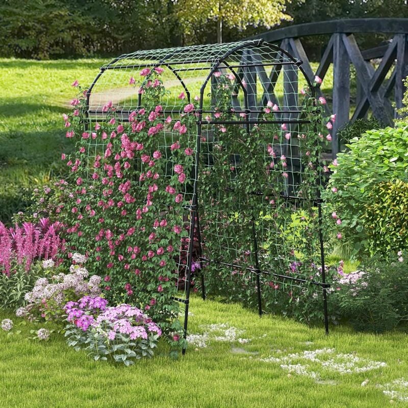 foto del prodotto goplus arco da giardino in metallo per rampicanti e viti, arco a taliccio per patio e festa, fecorazione esterna pergola nuziale
