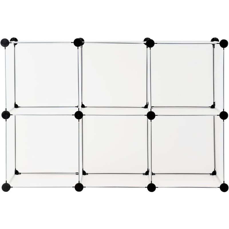 foto del prodotto goplus armadietto a 6 cubi, scaffale modulare a cubi in plastica, fai da te e impilabile con struttura in acciaio, martello, organizzatore
