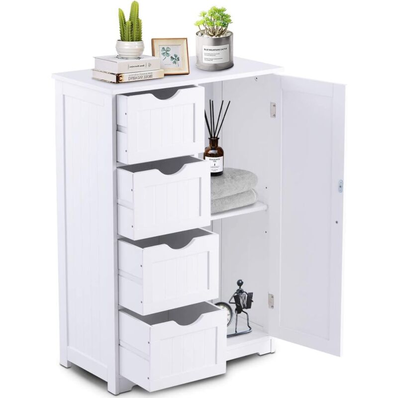 foto del prodotto goplus armadietto in legno armadio con 4 cassetti, 56 x 30 x 81 cm bianco 