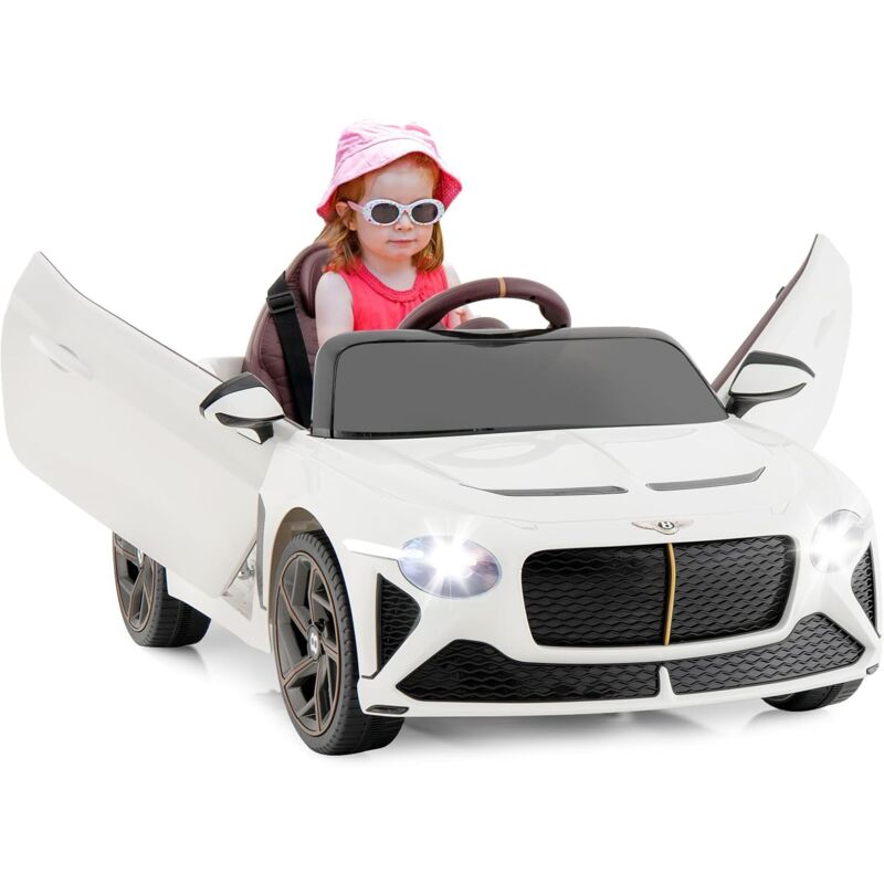 foto del prodotto goplus auto elettrica 12v, auto a batteria con telecomando, luci led, porte a forbice, clacson e suono del motore, musica, 2 motori, 3 velocit , per